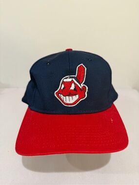 Vintage Cleveland Indians Chief Wahoo Snapback Hat Navy Red MLB Baseball Cap OS